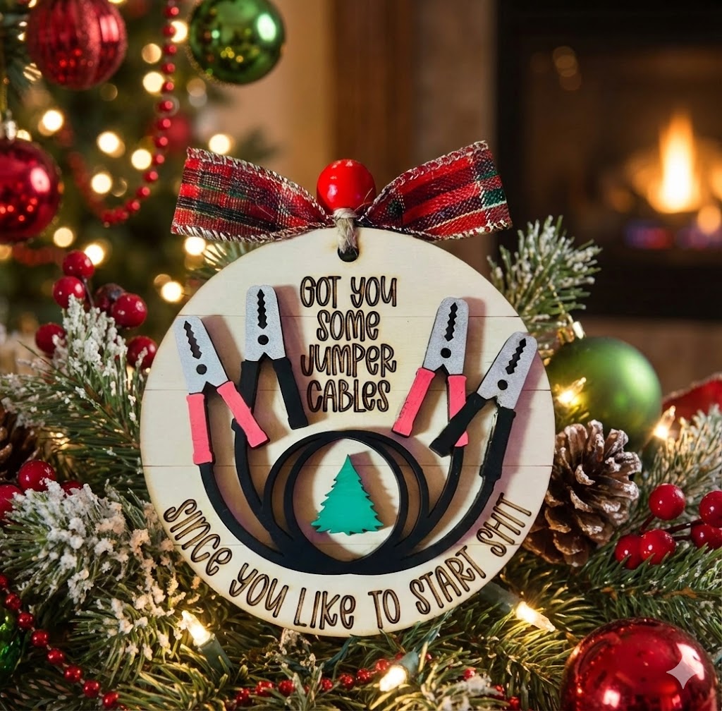 Jumper Cables Christmas Ornament